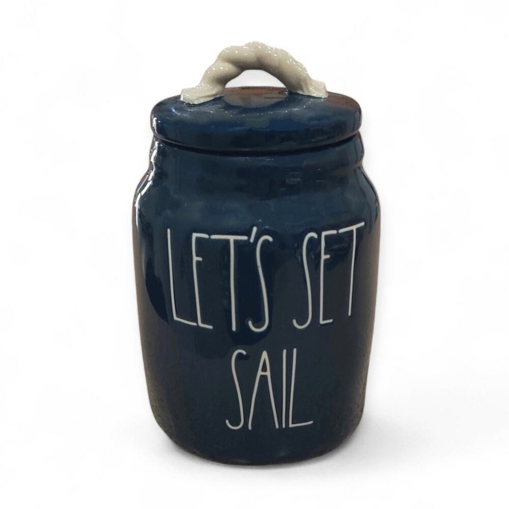 Rae Dunn Let's Set Sail Nautical Coastal Blue Cookie Jar Canister Beach Summer - Picture 12 of 12